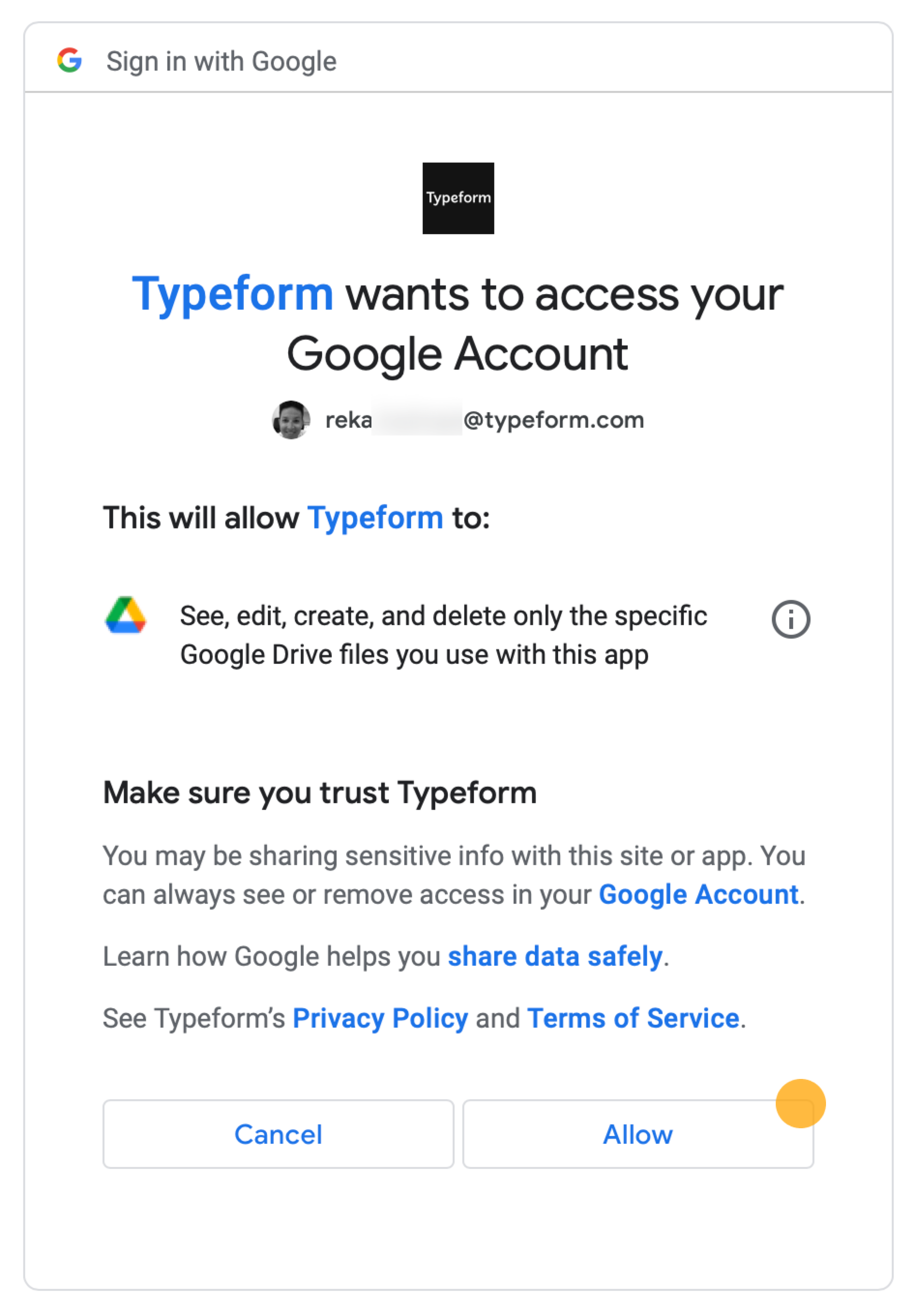 Send file uploads to Google Drive Help Center Typeform