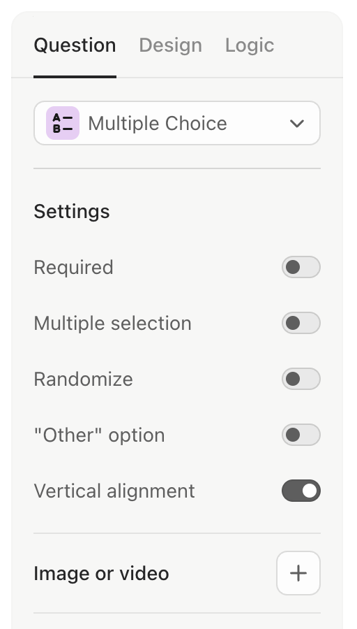 Multiple Choice question Help Center Typeform