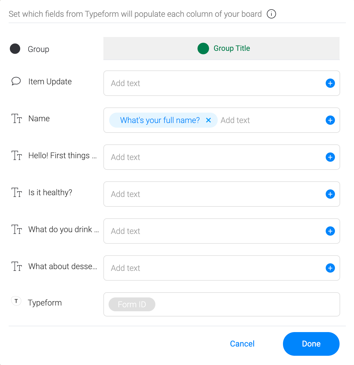 Integrate an existing typeform with your monday com board Help Center