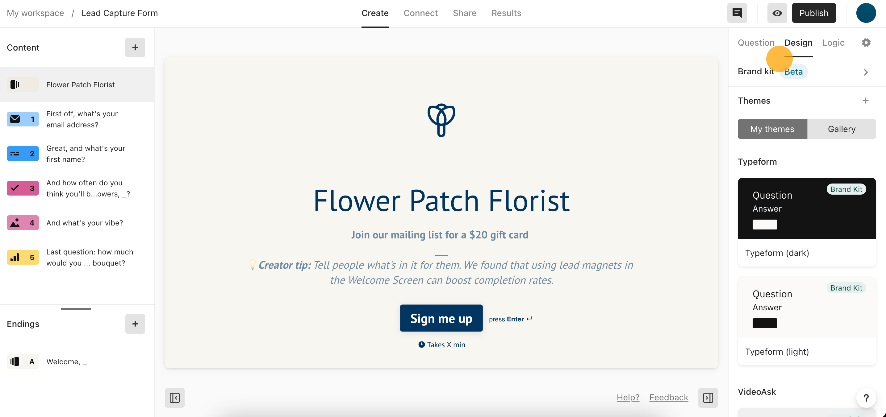 Apply brand assets and visuals to your forms with brand kits Help